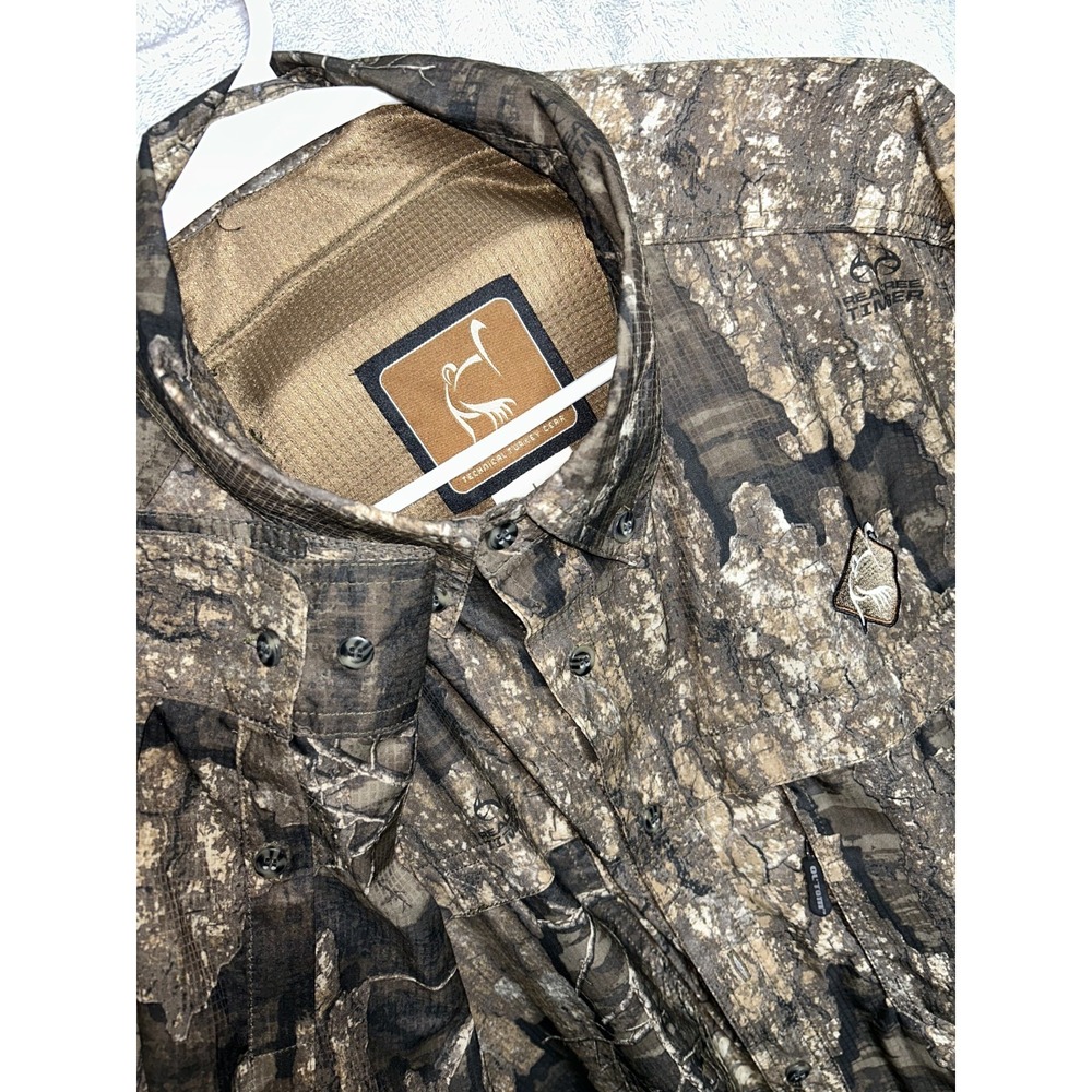 Ol Tom Technical Mesh Back Button Down Shirt Mens L Camo Spring Turkey Hunting
